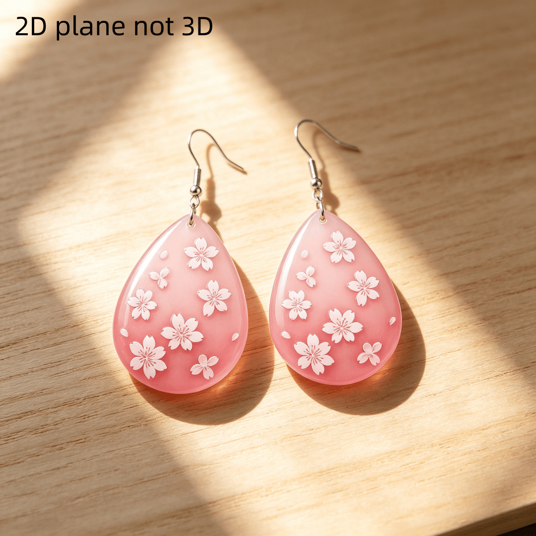 Women's Gradient Pink Sakura Cherry Blossom Teardrop Earrings